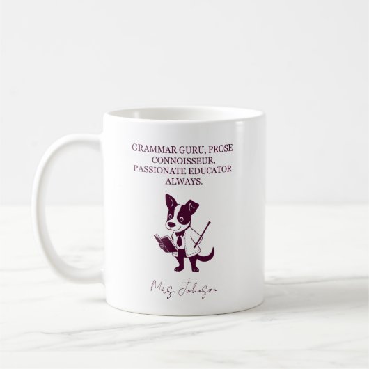 Mug Maître de grammaire Connaisseur de prose Éducateur (Gauche)