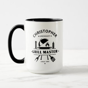 Mug Maître de Grill Légendaire   Nom personnalisé Noir