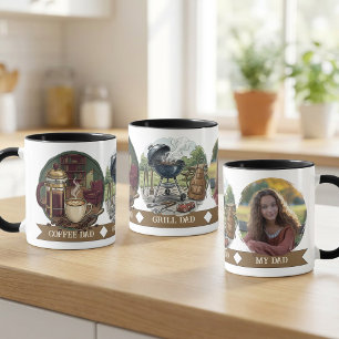 Mug Maître du grill et papa café Photo de la fête de