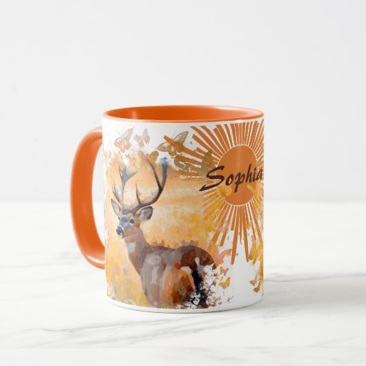 Mug Majestic Deer in a Field of Wildflowers (Devant gauche)