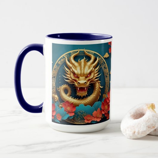 Mug Majestic Dragon Nouvel An chinois (Avec donut)