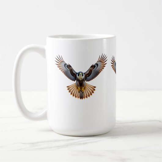 Mug **“Majestic Flying Falcon – Realistic Full-Body Bi (Gauche)