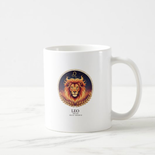 Mug Majestic Leo Lion Zodiac Gold Illustration Coffee  (Droite)