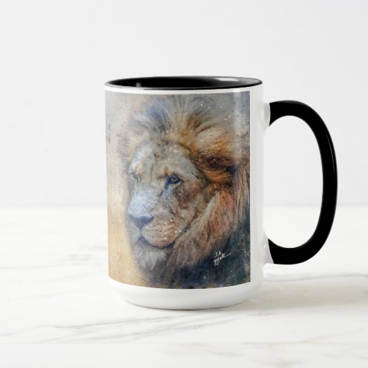 Mug Majestic Lion Photographie Aquarelle moderne (Droite)
