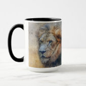 Mug Majestic Lion Photographie Aquarelle moderne (Gauche)