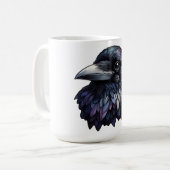 Mug Majestic Raven Portrait - corbeau, oiseau, faune (Devant gauche)