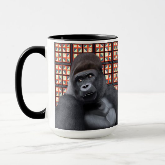 Mug Majestic Sitting Gorilla Sur Red Geometry Wildlife (Gauche)