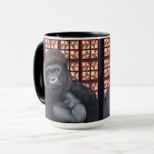 Mug Majestic Sitting Gorilla Sur Red Geometry Wildlife (Devant gauche)