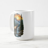 Mug "Majestic Wilderness - Elk at Sunrise Waterfall" (Devant gauche)
