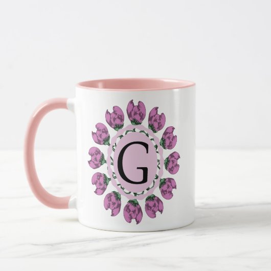 Mug Majuscule G monogramme floral (Gauche)
