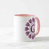 Mug Majuscule G monogramme floral (Devant droit)