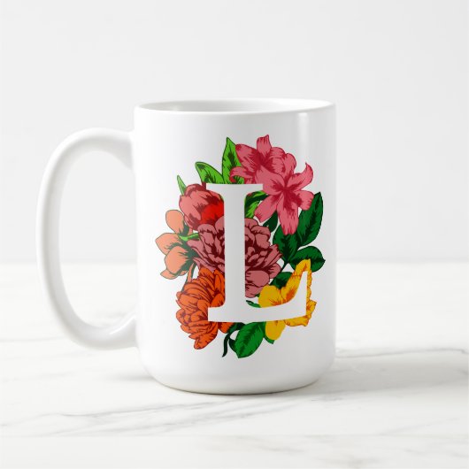 Mug Majuscule L monogramme floral (Gauche)