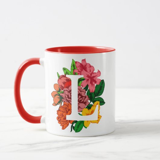 Mug Majuscule L monogramme floral (Gauche)