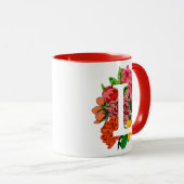 Mug Majuscule L monogramme floral (Devant droit)