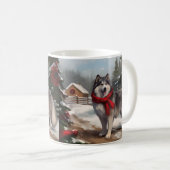 Mug Malamute d'Alaska dans la neige de Noël (Devant droit)