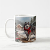 Mug Malamute d'Alaska dans la neige de Noël (Gauche)