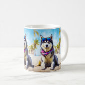 Mug Malamute d'Alaska sur la plage, cadeau d'été (Devant droit)