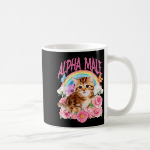 Mug Mâle Alpha Chat Drôle Chaton Floral Arc-en-Ciel