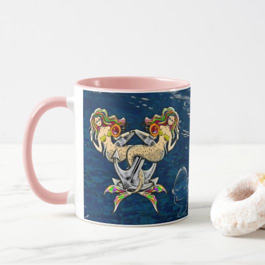 Mug Malheureusement sirènes à l'ancre (Avec donut)