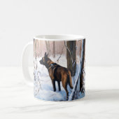 Mug Malinois Belge Qu'il neige Noël (Devant gauche)