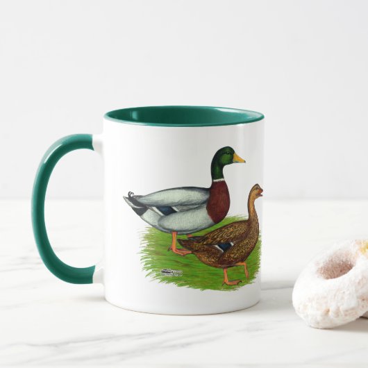 Mug Mallard Drake et Duck (Avec donut)