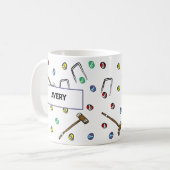 Mug Mallettes de croquet personnalisées Boho illustré  (Devant gauche)