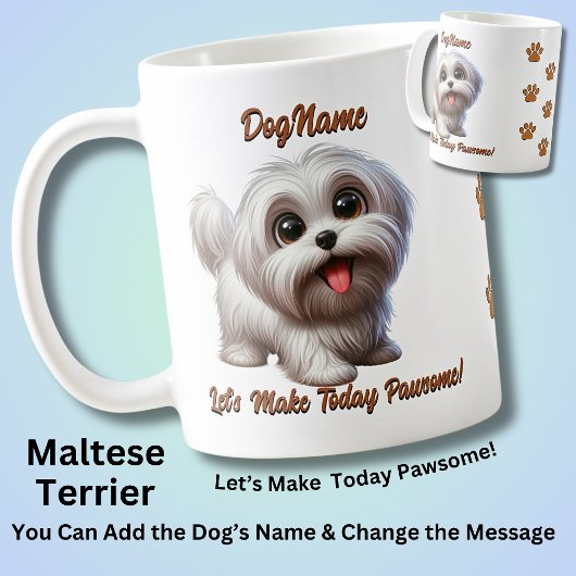 Mug Maltese Terrier - Ajouter le nom du chien, modifie