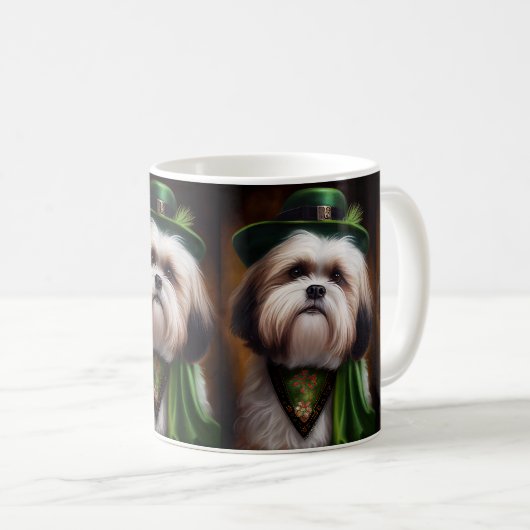 Mug Malti Tzu Chien en Robe de la Saint Patrick (Devant droit)