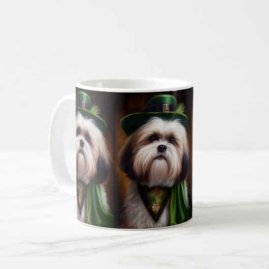 Mug Malti Tzu Chien en Robe de la Saint Patrick (Devant gauche)