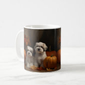 Mug Malti tzu Puppy Citrouille d'automne (Devant gauche)