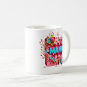 Mug MAMA 3D Conception de mur fissuré avec des fleurs (Devant droit)