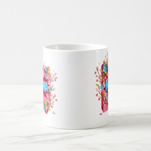 Mug MAMA 3D Cracked Wall Design avec des fleurs vibran (Centre)