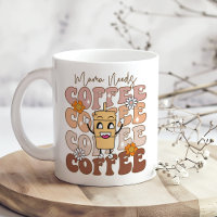 "Mama a besoin de café" Retro Funny Pastel Floral