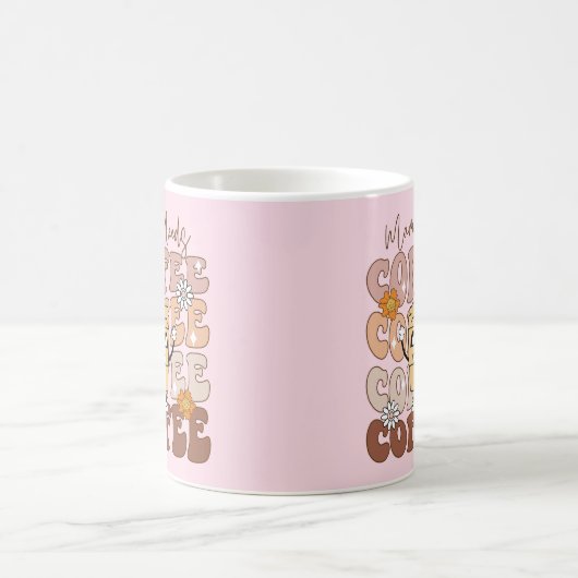 Mug "Mama a besoin de café" Retro Pastel Floral (Centre)