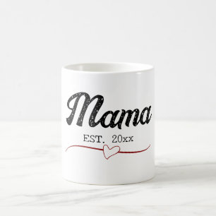 Mug Mama année personnalisée coeur de texte personnali