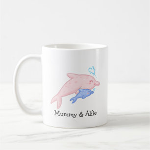 Mug Mama & Baby Dolphin - Famille personnalisée