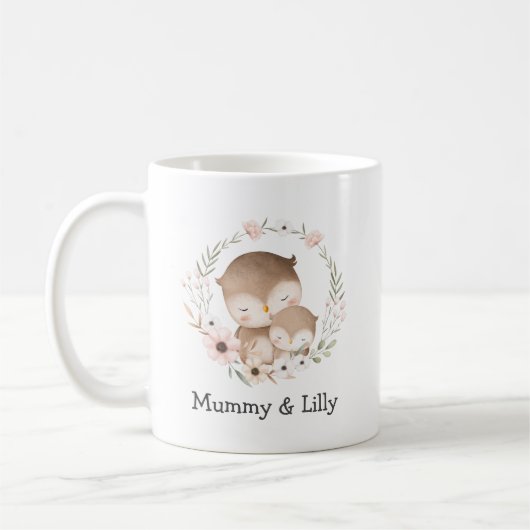 Mug Mama & Baby Owl - Famille personnalisée (Gauche)