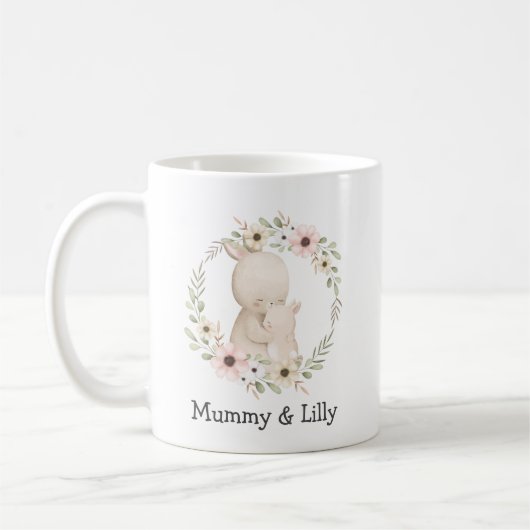 Mug Mama & Baby Rabbit - Famille personnalisée (Gauche)