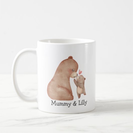 Mug Mama Bear Love - Custom Illustrated for Mom & Baby (Gauche)