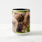 Mug Mama bear nourrit ses deux petits, Lake Clark Nati (Centre)