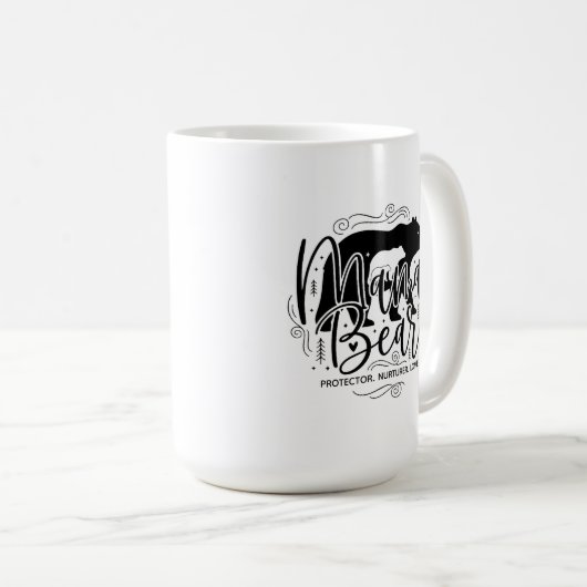 Mug Mama Bear Protector Black & White Script Mama Bear (Devant droit)