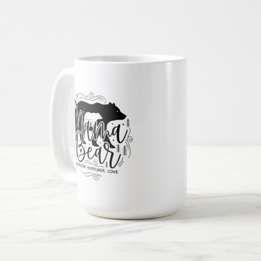 Mug Mama Bear Protector Black & White Script Mama Bear (Devant gauche)