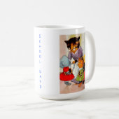 Mug Mama Chat, Kittens Se préparer pour l'école vintag (Devant droit)