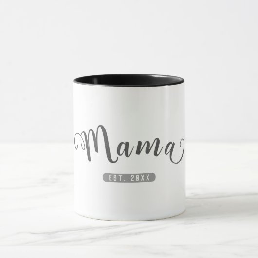Mug MAMA cuir gris graphique établi (Centre)