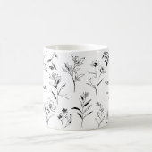 Mug Mama Custom Quote Black White Floral Line Art  (Centre)