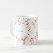 Mug Mama Custom Quote Brown White Floral Line Art  (Devant gauche)