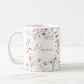 Mug Mama Custom Quote Brown White Floral Line Art  (Gauche)