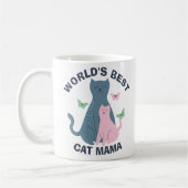 Mug Mama de chat rose illustrative du monde (Gauche)