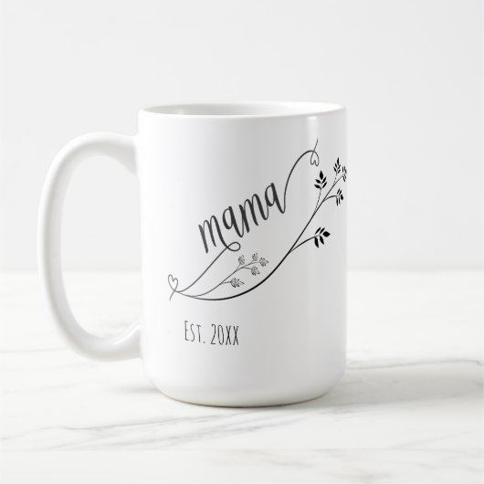 Mug Mama de script moderne Année établie (Gauche)