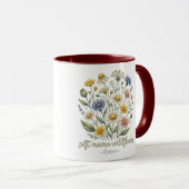 Mug Mama Douce Fleur Sauvage Design Floral Cursive (Devant droit)